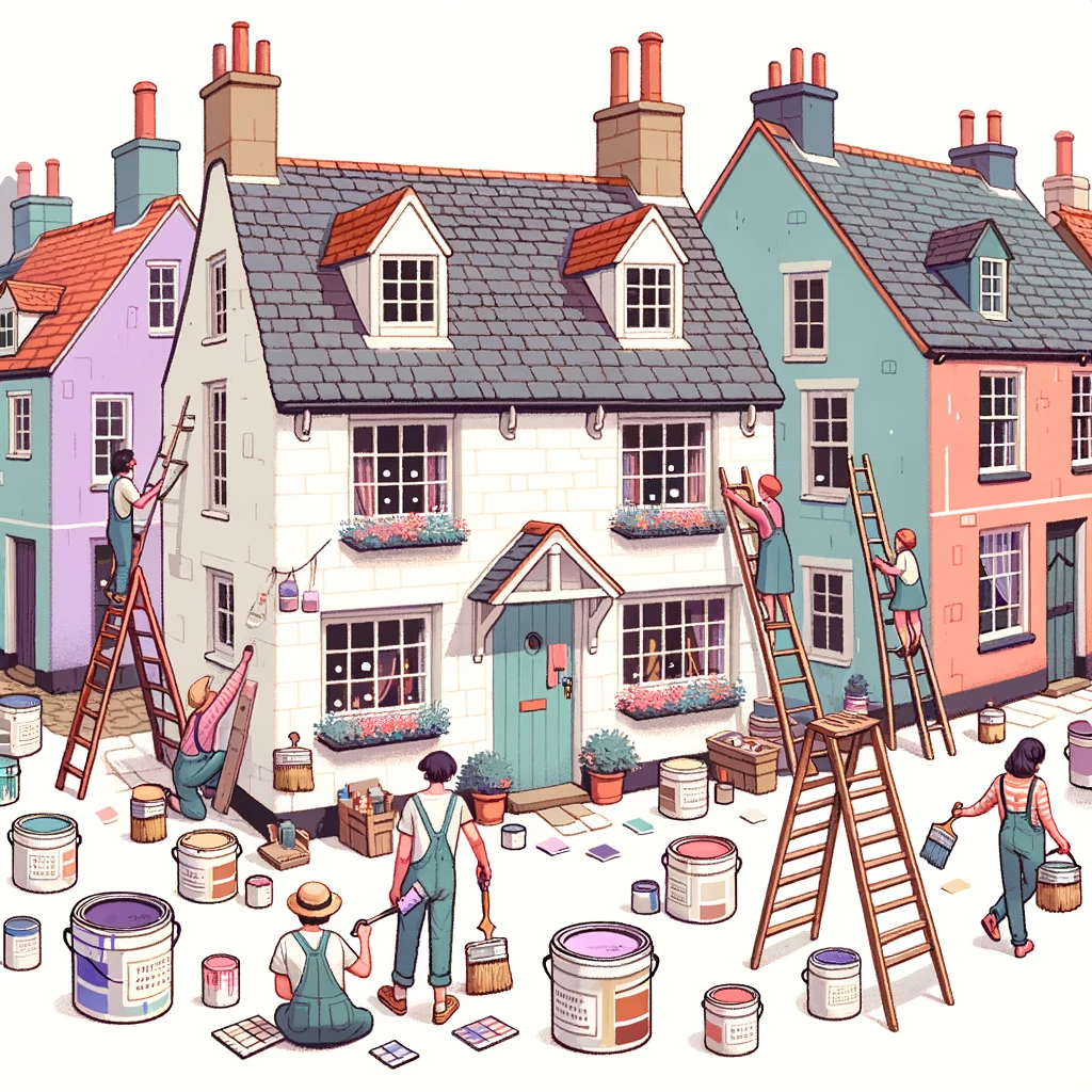 illustration av målare som arbetar